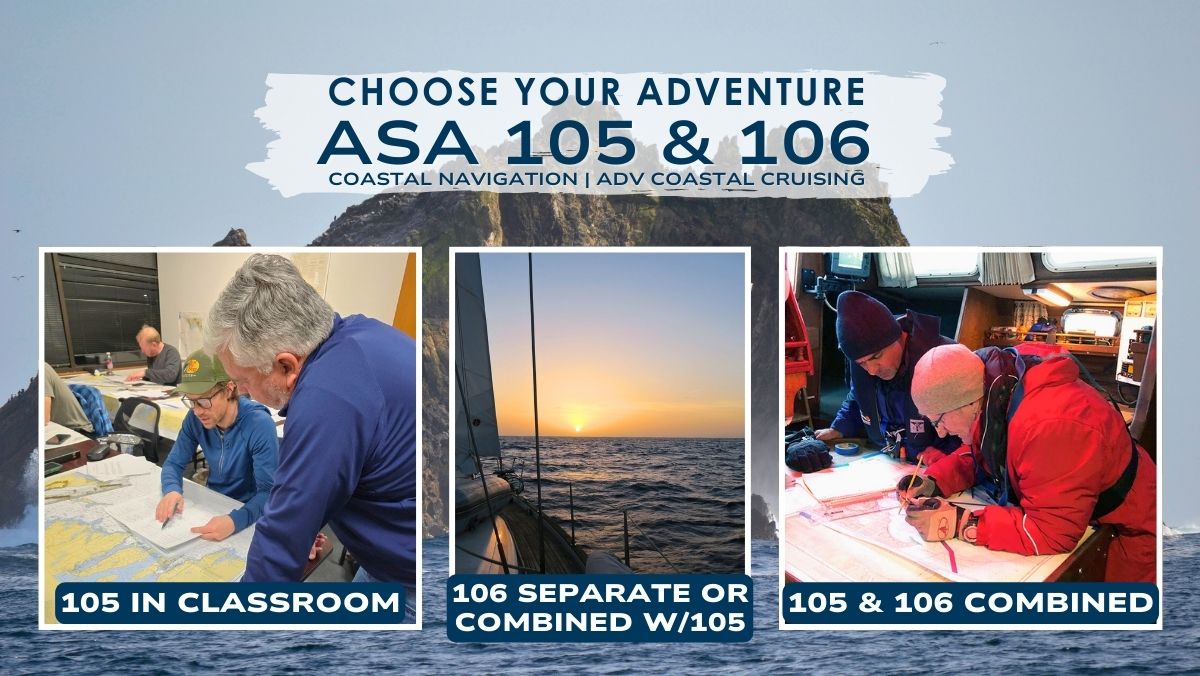 Photos from ASA 105 in classroom or combined with ASA 106 advanced coastal cruising