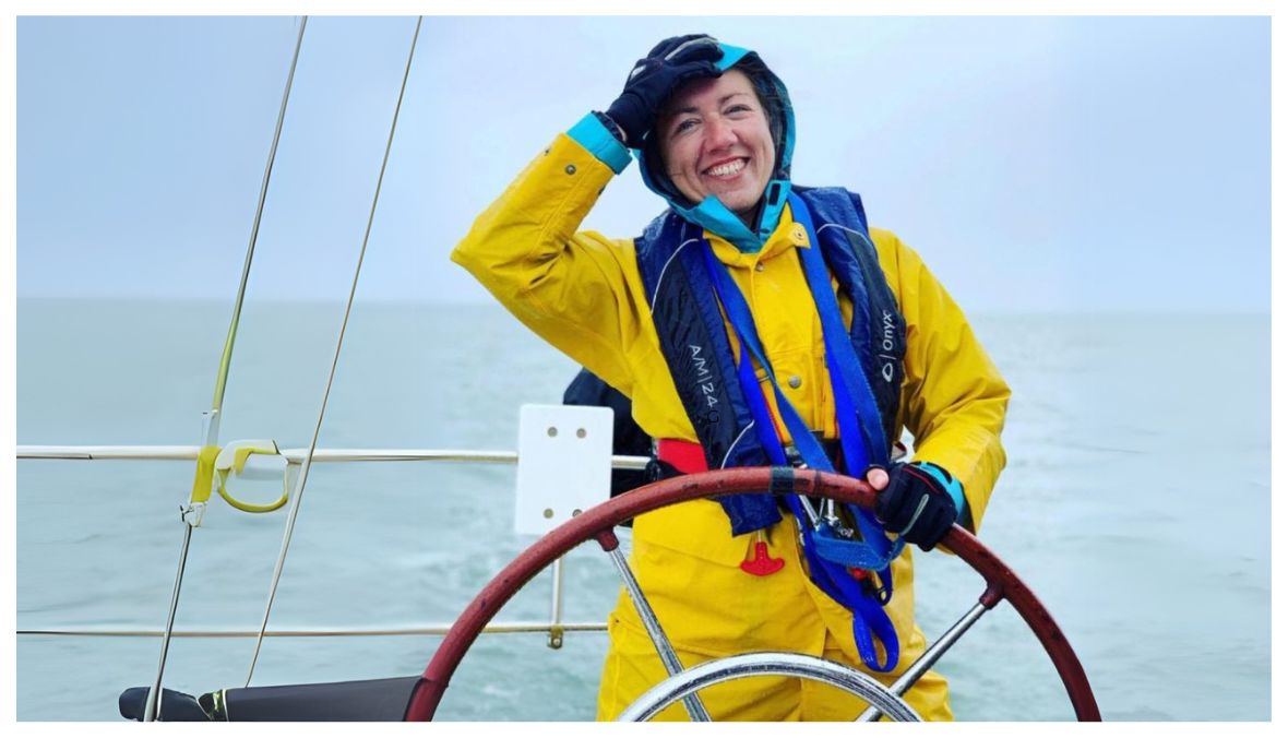 This yellow slicker set helped keep ASA 104 student Dina Z. smiling through the rain. 