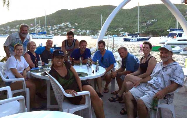 Sailing in the Grenadines and enjoying a group dinner